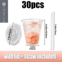 400ml Set Transparent Cup With Lid And Straw, Straight Lid Ice Drink Cup, [Reusable] Smoothie Cup, Suitable For Cold Drinks, Juice And Milkshakes - Halloween/Christmas/Birthday Party Essential - Clear - View 12