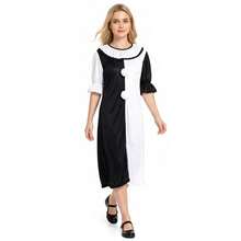 Women Dress Costume Halloween Cosplay Black White Dress Uniform Short Sleeve Outfit With Necklet - Multicolor - View 2