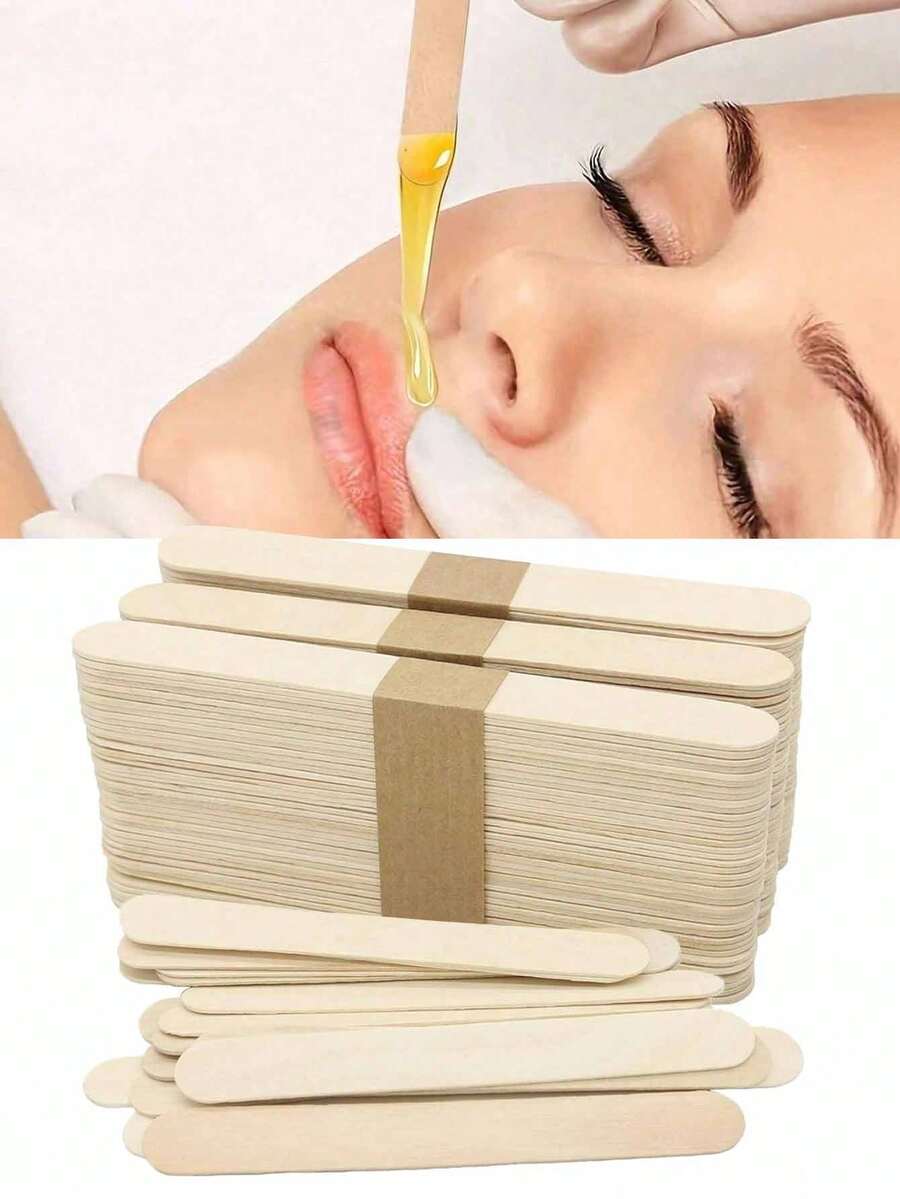 100/50/5 cây gậy wax lông bằng gỗ, dụng cụ bôi/cạo chính xác cho lông mày và tẩy lông cơ thể, phù hợp dùng tại spa và tại nhà, vật dụng thiết yếu mùa hè - Xem 1