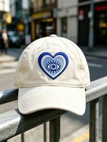 1pc Blue Heart Shaped Evil Eye Embroidered Patch - Multicolor - View 4
