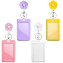 5Pcs Colorful Flower Nurse Badge Reel Retractable With ID Card Holder, Cute Resin Peach Flower Teacher Badge Reel For Women's Bus Card Holder, Keys - Multicolor - View 7