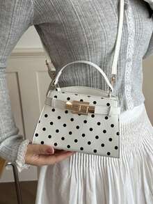 BAILEE Tas tangan wanita PU bermotif titik-titik avant-garde yang modis dengan penutup flap bermotif titik-titik bulat dan tali gesper, sempurna untuk pesta dan jalan-jalan, ideal sebagai hadiah. - MultiWarna - View 4