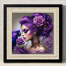 1PC DIY 5D Diamond Painting Kit Beautiful Woman Pattern - Round Full Diamond Art Mosaic Craft, Home Wall Decor, Unframed - No Frame - View 3