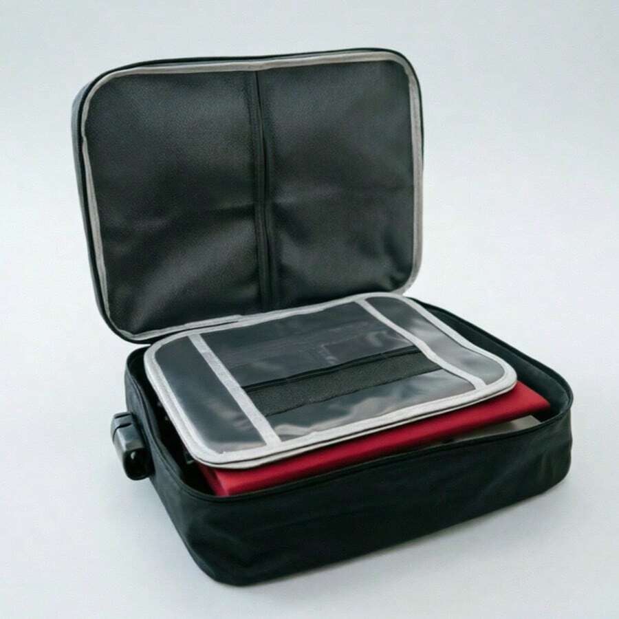Tas Organizer Dokumen Multi-Lapisan dengan Kunci Pengaman, Tempat Kartu dan File Kapasitas Sangat Besar untuk Kartu Kredit, SIM, Paspor, dan Dokumen Penting, Kantong Keamanan Perjalanan untuk KTP, Uang Tunai, dan Barang-Barang Kecil, Tas Organizer Serbaguna untuk Kantor, Rumah, dan Bepergian dengan Kompartemen Berresleting, Konstruksi Kokoh, Akses Mudah, Sempurna untuk Perjalanan dan Penggunaan Sehari-hari - Edisi Premium Hitam - View 1
