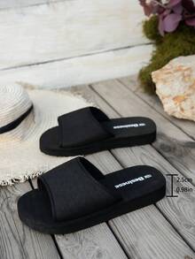 Women's Spring/Summer Simple Fashion Versatile Open Toe Lightweight Soft Comfortable Indoor Home Slip-On Slide Sandals - Black - View 7
