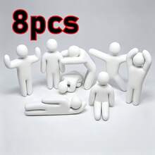 8pcs Creative Game Character Figure Set, Expression & Pose Figurines, Dab / Knee-Hugging Stretch Design, Gen Z Gamer Desktop Decor, Room & Office Decoration, Suitable For Halloween & Christmas Gifts - Multicolor - View 1