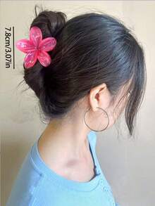 3pcs/Set Women White Rose Red Transparent White Gradient Floral Large Plastic Hair Claw Clips, 7.8cm (3.07in) Long, Lightweight Minimalist Solid Color, Elegant Luxury, Versatile Fashion. Bathroom Hair Accessories, Suitable For Daily Outings, Casual Gatherings, Commuting, Beach Vacations; Can Be Used For Styling, Updos, Ponytails, Face Washing, Bathing, Makeup, Matching Outfits, Hair Claw Hair Accessories - Multicolor - View 3