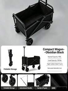 Camping Cart With Tabletop, Outdoor Picnic & Outing, Pull Handle, Mobile Foldable Trolley - Multicolor - View 8