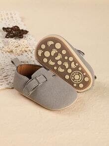 1 Pair Newborn Infant Boy Casual Cute Hook And Loop Shoes, Suitable For Spring And Autumn - Grey - View 2
