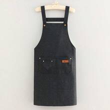 Premium Canvas Kitchen Apron, Cooking Apron, Adjustable Double Shoulder Straps, Unisex, With 2 Large Pockets And 1 Small Pocket, Suitable For Chef Cooking, Gardening, BBQ, Cafe, Painting, Baking, Hairdressing, Nail Art - A - View 9