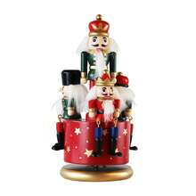 1pc European Style Hand-Painted 23CM Nutcracker Rotating Music Box, Wooden Craft Ornament Home Decor Music Box, Christmas Gift, Christmas Music Box - one-size - View 10