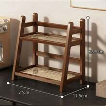 Bamboo Double-Layer Storage Rack, Tea Cup And Coffee Cup Holder, Spice Rack, Flower Stand And Bookshelf, Suitable For Kitchen, Office And Other Places, Quick Drainage And Ventilation, Moisture-Proof And Mold-Resistant - Multicolor - View 8