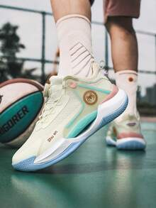 Men's Basketball Shoes, Rotary Button Design, Combining Running Shoe Performance, Lightweight Comfortable Cushioning, Suitable For Basketball Training And More - Beige - View 9
