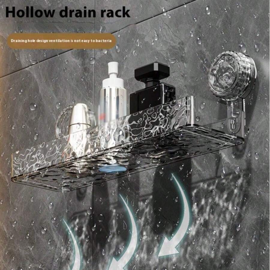 1pc Thickened Transparent Water Ripple Suction Cup Storage Rack, Removable And Reusable Installation, Bathroom Sink Kitchen Spice Bottle Wall-Mounted Heavy Duty Shelf