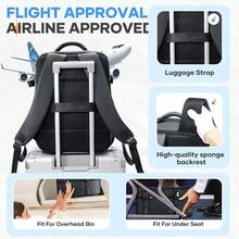 180° Open Unisex Travel Backpack, Aviation Certified Large Capacity Overnight Flight Backpack, Waterproof Multi-Compartment Laptop Backpack With Luggage Strap, Fits 15.6" Laptop, Spacious Weekend Bag For 2-3 Days Business Flight Vacation Travel - Multicolor - View 6