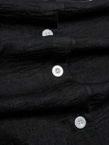 Casual Basic Women's Plus Size Long Sleeve Button-Up Shirt Autumn Black - Black - View 4