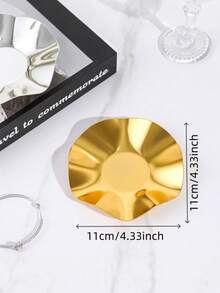 1PC Irregular Wavy Metal Jewelry Tray, Gold Silver Glossy Decorative Trinket Dish, Small Storage Plate For Rings, Earrings, Necklaces, Cosmetics, Vanity Table Decor - Multicolor - View 2