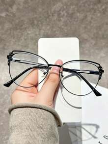 1 pieza Gafas de ojo de gato con strass exquisitas para mujeres, estilo de lujo, efecto adelgazante de rostro, accesorio de estilo callejero - transparente - Ver 11