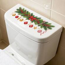 1pc Christmas Fir Pine Branches Sticker For Toilet Decor, Suitable For Bathroom And Toilet Decoration Stickers, PVC Removable Sticker - Christmas Fir Pine Branch - View 1