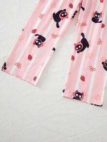 3 Sets Girls Long Sleeve Long Pants Pajamas Cartoon Cute Print Spring Autumn Home Wear All-Over Print Set - Multicolor - View 9