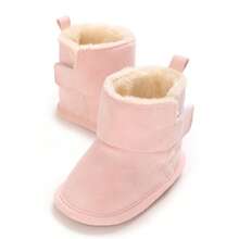 Winter Snow Boots For Toddlers, Fuzzy Fur Collar Ankle-High Soft Sole Warm Shoes - Pink - View 2