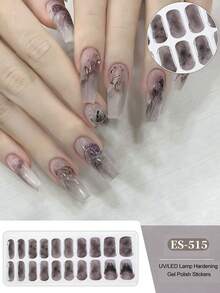 跨境新款半固化凝膠夏季腳趾甲貼，亮片閃亮設計，現貨批發，防水持久 - 灰色 - 查看 8