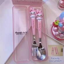 2pcs/Set Set Peralatan Makan Portabel Stainless Steel Sanrio, Peralatan Makan yang Dapat Digunakan Kembali, Sendok dan Garpu untuk Perjalanan Luar Ruangan, Cocok untuk Berbagai Acara, Sempurna sebagai Hadiah Liburan (Kotak Peralatan Makan Dapat Dilepas atau Tidak Dapat Dilepas, Diberikan Secara Acak) - MultiWarna - View 15
