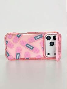 1件裝粉色TPU愛心造型創意彩繪手機殼，附鏡面支架，適用於11 12 13 14 12ProMax 13ProMax 14ProMax 15 15PRO 15PROMAX 16 16Pro 16Promax 17 17Pro 17Promax - 彩色 - 查看 3