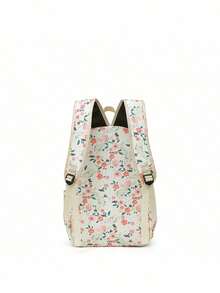 3pcs Nylon Floral Print Backpack Set, Foldable Multi-Pocket Large Capacity Zipper Backpack, Suitable For Teenagers, High School Students, College Students - Multicolor - View 5