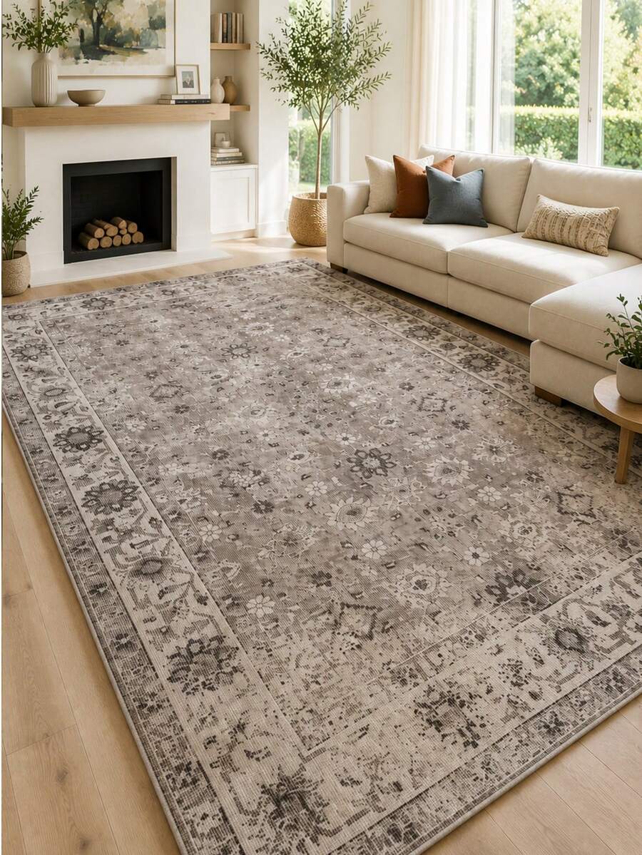 Chilai Home Vintage Patterned Area Rug, Soft Non-Slip Boho Carpet For Living Room & Bedroom, Runner Rug, Washable Kitchen Rug, Home Decor Rug, Made In Türkiye - Green - View 1