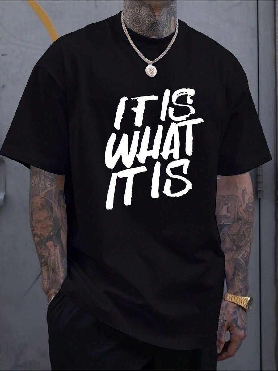 T-shirt imprimé pour hommes Short-SDenim‑Toneved, noir/blanc - blanc avec motif noir, chemise Short-SDenim‑Toneved - tissu doux et respirant de qualité - Noir - Voir 1