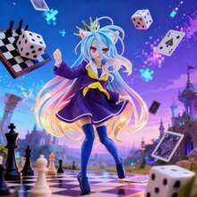 1件/動漫少女動作模型遊戲生活白色貓耳制服版皇冠獎品模型桌面裝飾品 - 彩色 - 查看 1