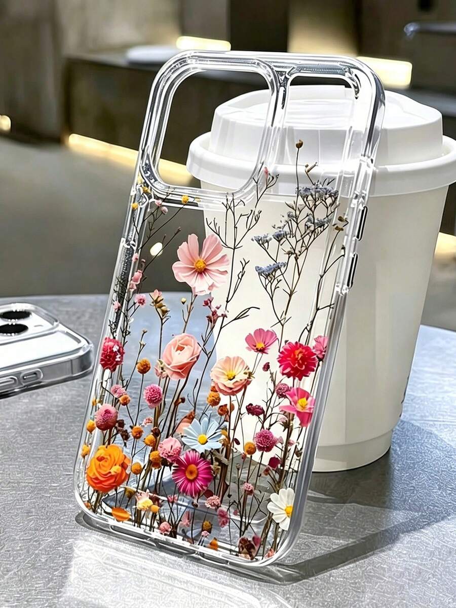Transparent Shockproof Phone Case, Fresh Ditsy Floral Phone Case, Suitable For IPhone 16/14/15/15Pro/15Plus/15ProMax/12Pro/13Pro/14Pro/12ProMax/13ProMax/14ProMax/14Plus/16Pro/16Plus/16ProMax/17/17Pro/17Pro Max, Birthday Gift, Vacation Gift - Clear - View 1