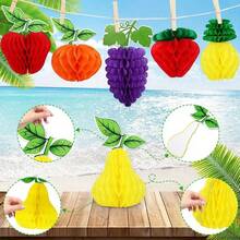 12pcs Mixed Color Fruit Honeycomb Decorations, 5 Inch Hanging Ornaments, Suitable For Summer Beach Tropical Party - Multicolor - View 6
