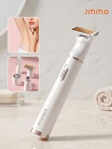 JMMO 4 In 1 Women Electric Body Hair Trimmer Kit, USB Rechargeable Waterproof Bikini Shaver, Multi Heads Facial Nose Eyebrow Leg Underarm Hair Removal Razor For Summer Home Travel Grooming - White - View 1