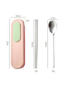3pcs/4pcs Stainless Steel Spoon, Chopsticks, Fork With Storage Box Set, Portable Cutlery Set For Students And Outdoor Use - Multicolor - View 17