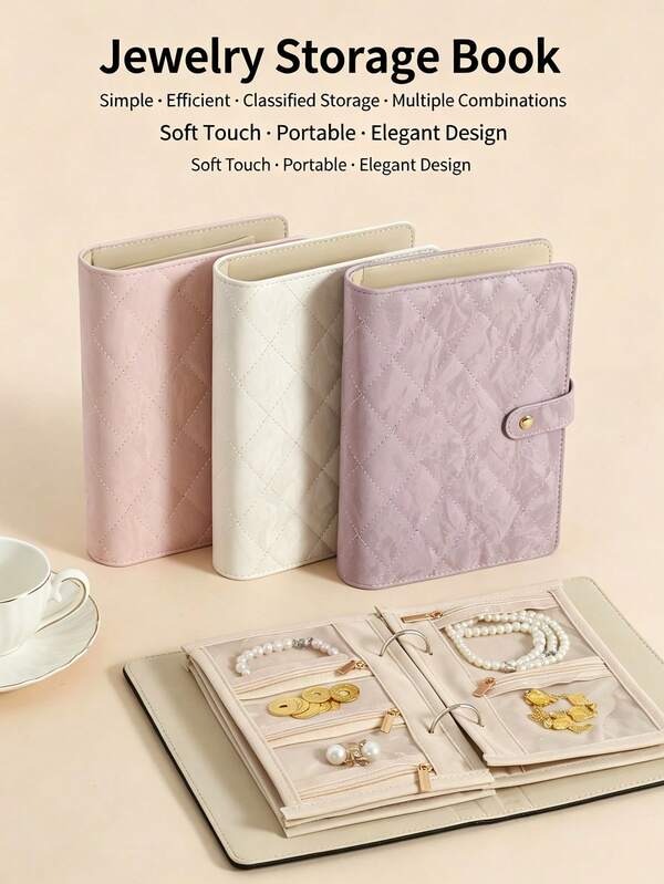 KYPHIREL Portable PU Leather Jewelry Storage Book Jewellery Binder, Luxury Jewelry Organizer Roll, Small Anti Oxidation Jewelry Storage Bag, Large Capacity Loose-Leaf Jewelry Packaging Box, Organizer Bag For Daily Jewelries Earrings Rings Necklace
