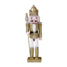 1pc 30CM European Style Glitter Nutcracker King Wooden Craft Ornament, Lotus Wood Cartoon Christmas Decoration Small Gift - one-size - View 7