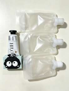 4件組 2IN1保養省用套組，滾輪旋鈕管擠壓器 + 3個補充裝旅行乳液袋，多功能浴室化妝品收納套件 - 多色 - 查看 2