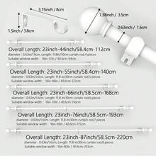0.63英寸铁艺拼接窗帘杆/罗马杆，经典多功能小球装饰支架套装，长度23-87英寸，安装简便，坚固耐用，适用于：窗帘杆/浴帘杆/遮阳杆/薄纱窗帘杆，可壁挂或悬挂安装，是卧室、厨房、客厅、餐厅、办公室、宿舍或出租房的理想之选，现代简约设计，轻巧白色窗帘杆，简约优雅！ - 白色 - 查看 4