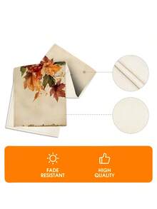 1Pc Minimalist Watercolor Maple Leaf Table Runner Blank Center Design Autumn Polyester Table Decor For Ins Cream Style Home - Apricot - View 7