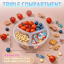 5/10/20 Sets 10pcs Reusable Snack Boxes With Lids, 3-Compartment Design, For Storing Small Reusable Condiment Containers - Transparent - View 3