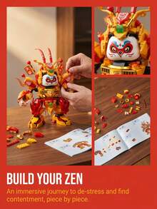 Set de construcción de modelo de guerrero panda mini de lujo de 625 piezas, divertido, relajante y fácil de jugar, adecuado para exhibición de escritorio, incluye pegatinas, regalo ideal para interacción de parejas - Multicolor - Ver 5