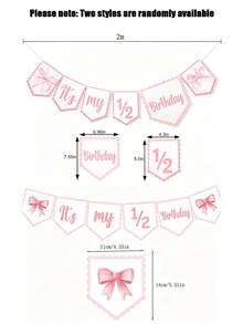1/2pcs-"1/2 Year Old Birthday" Girl Set: Includes Hat, Decorative Banner, Princess Crown And Bow Accessories (Suitable For 6 Months Old Baby Party) Baby Party Decoration - Multicolor - View 8