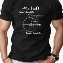 Herren Lässig Sommer Mathematik Grafik T-Shirt Rundhals Kurzarm Rot mit Eulers Formel Muster Herrenbekleidung Bequem - Form - Übersicht 1