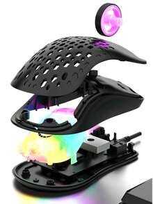 Mouse con cable RGB brillante con agujeros para juegos - Blanco - Ver 8