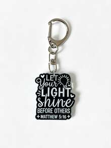 1pc/4pcs Black And White Acrylic Letter Keychain, Faith Pendant Keyring, Backpack Accessory, Handbag Charms, Gifts For Friends, Colleagues, Family - Multicolor - View 7