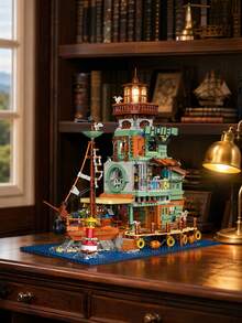 2142pcs Miniature Lighthouse Adult Building Toy, Vintage Coastal Style Nautical Model, Includes Matching Decorative Stickers, Suitable As Decorative Ornament, Holiday Gift, Halloween Gift Or Birthday Gift - Multicolor - View 3