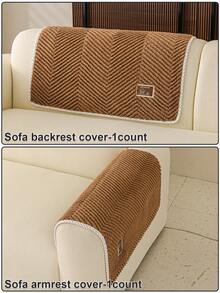 1pc Fishbone Pattern Embossed Plush Sofa Seat Cushion, Lightweight & Breathable, Scratch-Resistant & Easy To Clean, Non-Slip Dotted Rubber Bottom, Machine Washable, All-Season Pet-Friendly Universal Sofa Cover For 1/2/3 Seater - Coffee Brown - View 9