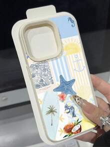 1件裝清新極簡夏季涼感衝浪板椰子樹圖案荔枝紋理霧面防水防摔防滑高級軟手機殼，適合朋友、家人、情侶、自己，生日禮物、節日禮物，保護殼適用於 Apple/Phone 17/17PRO/17PROMAX/17Air - 彩色 - 查看 2